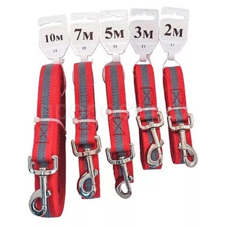 Поводок капрон 25мм*2м ЧИП светоотражающий красный/021625красн/Дарэлл