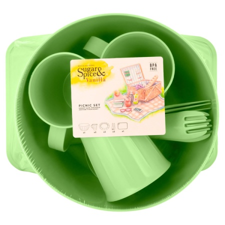Набор д/пикника Vanilla 3 персон (14 предметов) фисташковый SE1816/7шт/ПР