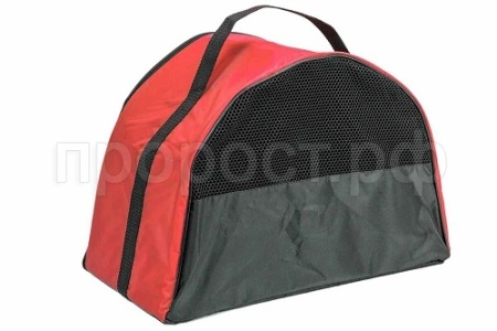 Сумка переноска ЧИП Полукруглая №2 нейлон с сетчатым окном 42*21*28см/9047красная/Дарэлл