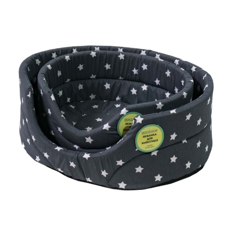 Лежанка овальная стеганая поролоновая хлопок Звездное Небо 52*46*20см/DONBARON