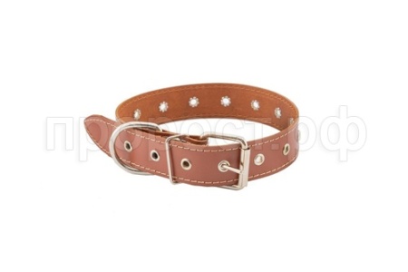 Ошейник кожа 35мм ЧИП натурал кожа простроч.до 60см коричневый/51035кор/Дарэлл
