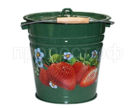 Ведро 12л эмаль с/к изумруд с рис [Клубника садовая]  1с28с/4шт/СтальЭмаль