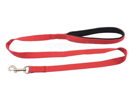 Поводок синтетика 20мм Евро с мягкой ручкой красный 1,2м/021820красн