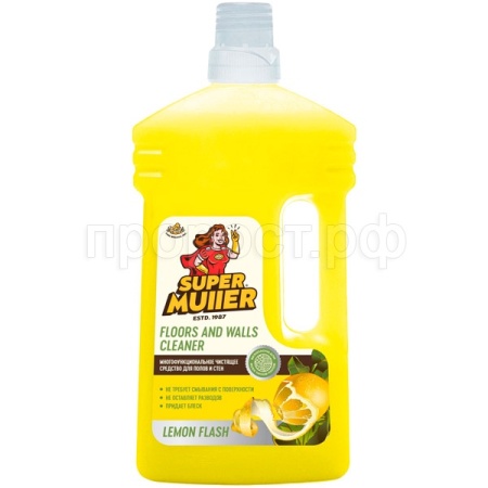 Ср-во д/мытья полов и поверхностей Super Muller 1л лимон /8шт/Атлант