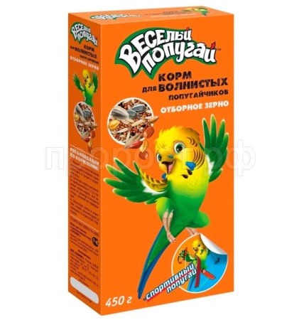 Веселый попугай для волнистых попугаев отборное зерно 450гр