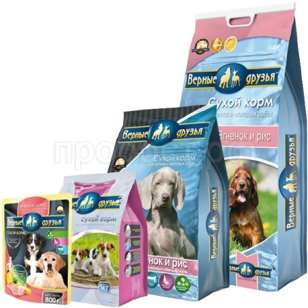Корм для собак Верные друзья 1 кг для щенков и молод.соб ягненок/рис