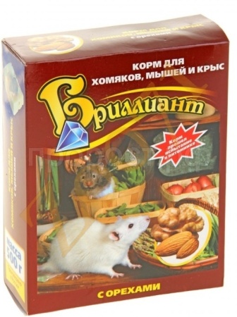 Корм для хомяков, крыс, мышей с орехами Бриллиант Люкс 500г
