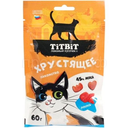 Лакомство К хрустящее с лососем для кошек 60гр/027486