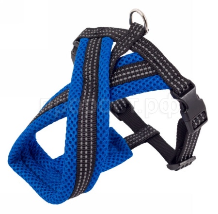 Шлейка нейлон 15мм Премиум Х-образная с мягкой подклад синия обхв.груди 34-45см/01215016-06