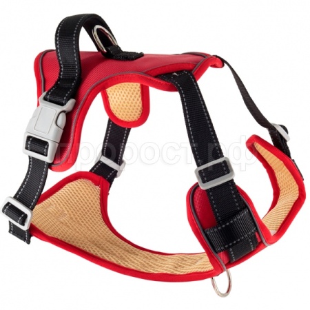 Шлейка нейлон XL SPORT-2 с ручкой красно-черная обх.груди 68-114см/01206580-27/Каскад