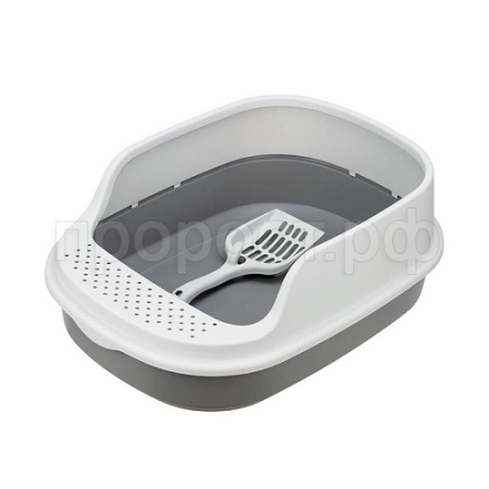 Туалет д/кошек ЛЯ-МУРР с высоким бортом+совок 48*35,5см смоки /М1834/М-пластика