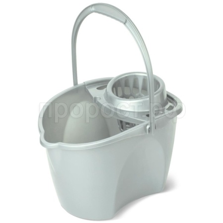 Ведро 12л со сливом и отжимом Престо овал. серебристо-серый С646 /8шт/ Мартика