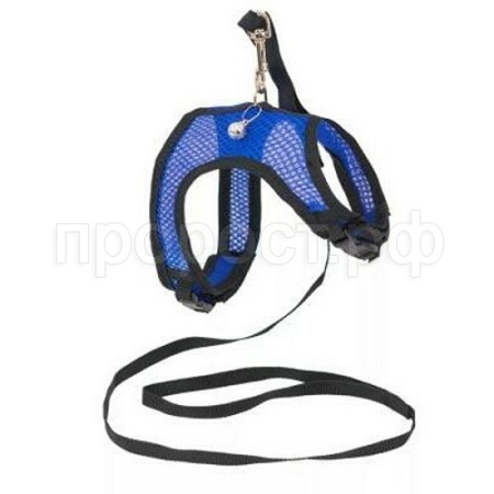 Шлейка с поводком АЭРО №7 для кошек и собак обхват груди 30-36см синяя/035807