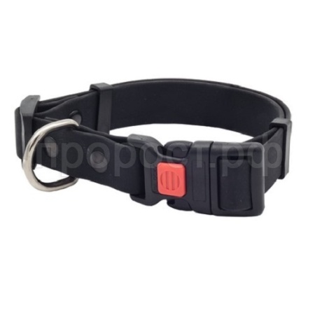 Ошейник биотан 20мм с фастексом 30-42см матовый черный/30120401-07/Каскад