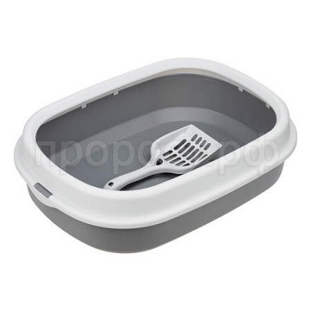 Туалет д/кошек ЛЯ-МУРР с низким бортом+совок 48*35,5см смоки /М1832/М-пластика