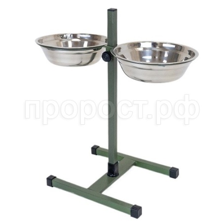 Миска для кошек и собак металлическая на регулируемой подставке ЧИП хамелеон 40см 2*1л/1183