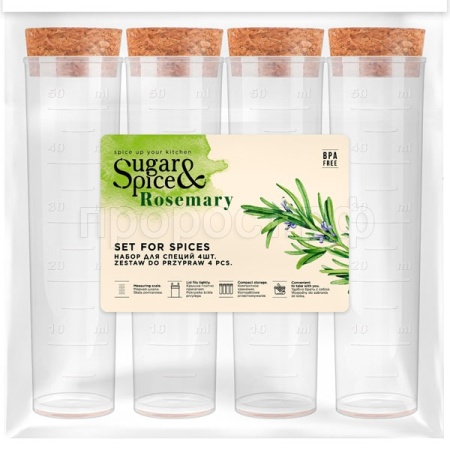 Набор д/специй Sugar&Spice Rosemary (4шт) с пробковыми крышками SE1053 /16шт/ПТ