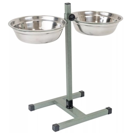 Миска для кошек и собак металлическая на регулируемой подставке ЧИП хамелеон 50см 2*1,5л/1184