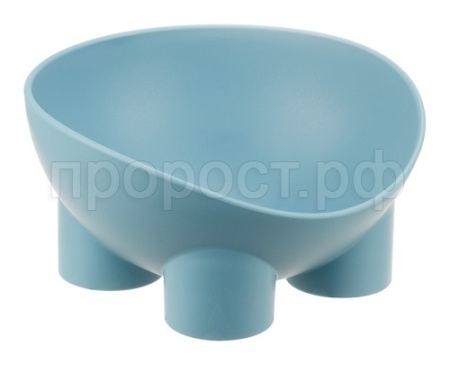 Миска одинарная пластик СЛОН д/кошек и собак 300мл серо-голубой /М1809/М-пластика