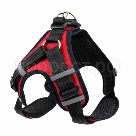 Шлейка текстиль 3х-слойн ГАББИ L+3D-сетка грудь 44-69см красная/35603/Дарэлл