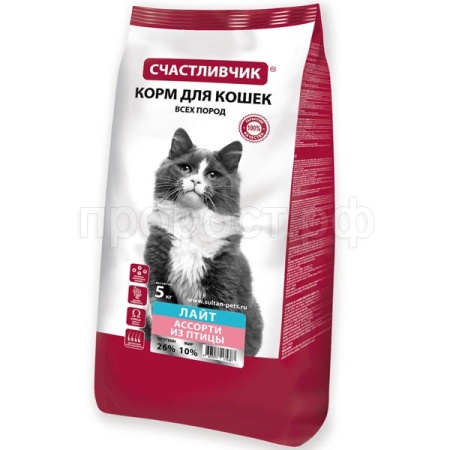 Кошки Счастливчик с уткой 5кг/5шт/5370