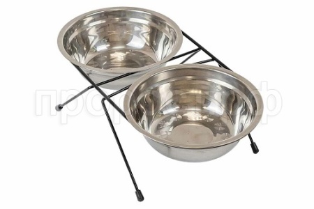 Миска двойная напольная ЭКО металл 2*1л черная/1313черн/Дарэлл