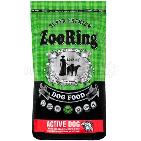 Корм для собак ZooRing Active мясо молодых бычков с хондропротектерами для средних и крупных пород 10кг