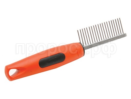 Расческа с прорезиненной ручкой редкий зуб №1