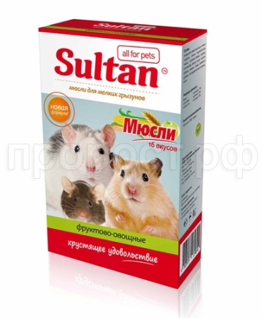 Корм для мелких грызунов Мюсли 16 вкусов Султан 200гр 