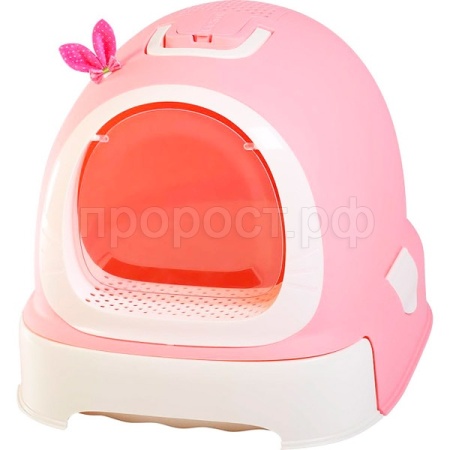Туалет бокс для кошек Фэнтези розовый выдвижной поддон, фильтр,совок,пакеты 55*42*43см