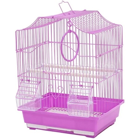 Клетка д/птиц N1 ДКпА412 35*28*46см домик укомпектованная фиолет/10шт/Евро