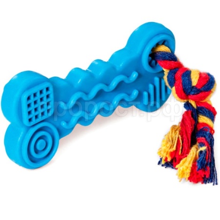 Игрушка с Косточка с веревкой цельнолитая из резины 9,5*16,5см/12191142/Триол