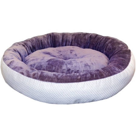 Лежанка ватрушка плюш бежевый горох 56*17см/DONBARON