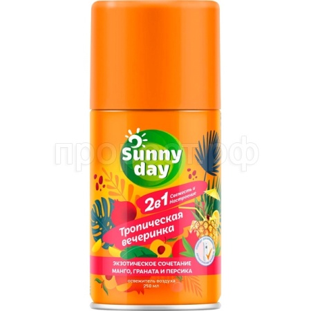 Освежитель воздуха Санни дей 250мл сменный д/автомата Тропическая вечеринка/12шт/Атлант