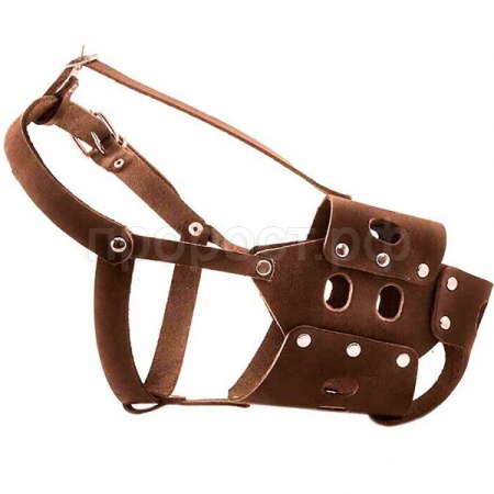 Намордник кожа №7 вырубной с застёжкой "ошейником" овчарка коричневый 050007кор/Дарэлл