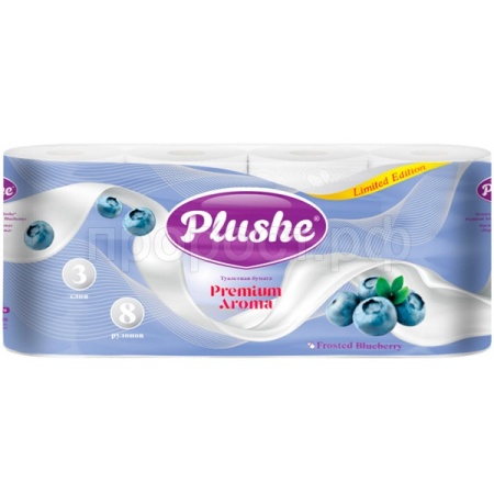 Туалетная бумага 3 слоя "Plushe Premium Aroma Frosted Blueberry" 8рулонов белый арома /шт/73149