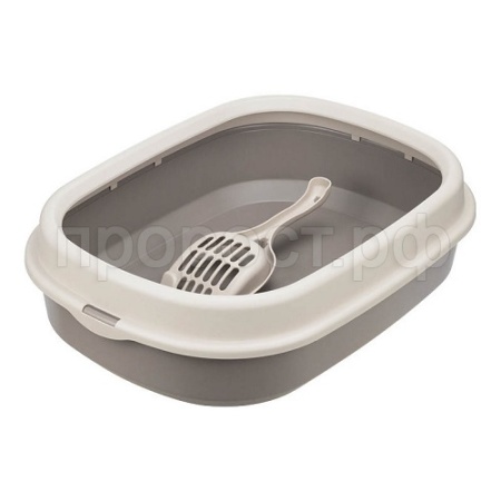 Туалет д/кошек ЛЯ-МУРР с низким бортом+совок 48*35,5см капучино /М1832/М-пластика