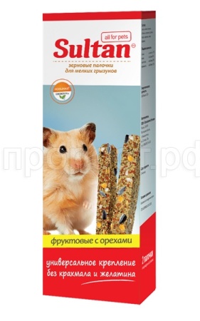 Лакомство для мелких грызунов квадрат фрукты орехи Палочки Султан 