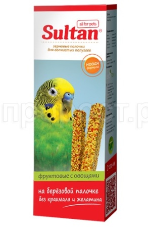 Лакомство для мелких попугаев Палочки Султан Фрукты овощи 2шт