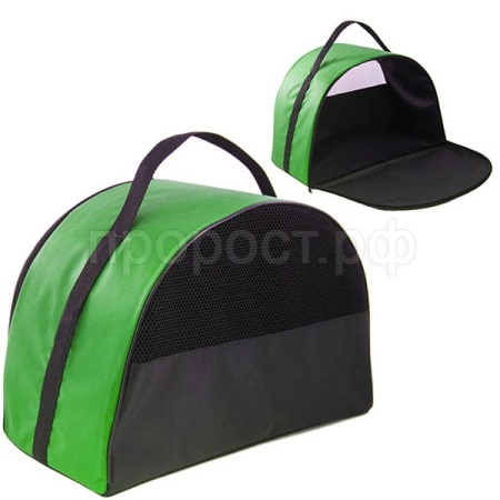 Сумка переноска ЧИП Полукруглая №2 нейлон с сетчатым окном 42*21*28см зеленая/9047