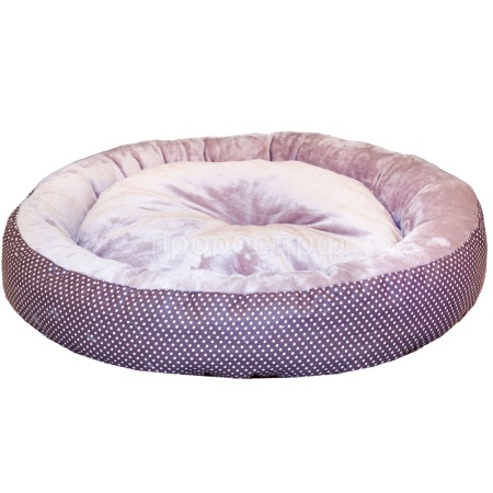 Лежанка ватрушка плюш коричневый горох 70*17см/DONBARON