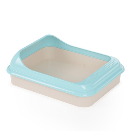 Туалет для кошек Мур мяу глубокий с бортом голубой