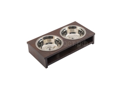 Миска двойная ламинат для кошек 0,35л Венге 31,5*16*6,7см