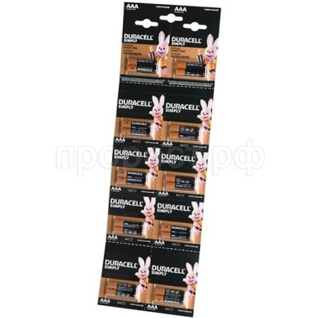 Батарейка Duracell SIMPLY алкалиновая AAA 10*2 20шт, (мизинец) отрывной