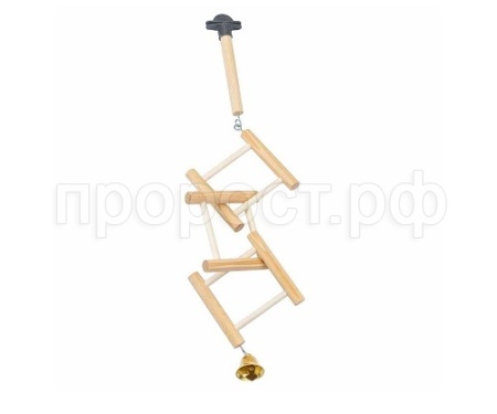 Игрушка д/птиц Жердочка ГИРЛЯНДА 3 звена с колокольчиком L38см*D1,2см/8947сер/Дарэлл