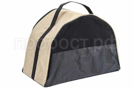 Сумка переноска ЧИП Полукруглая №2 нейлон с сетчатым окном 42*21*28см бежевая/9047