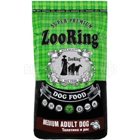 Корм для собак ZooRing Medium Adult телятина и рис для собак средних пород 20кг