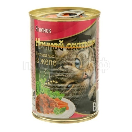 Корм для кошек Ночной охотник 415г ЖЕЛЕ ягненок