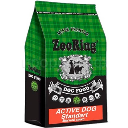 Корм для собак ZooRing Active Standart мясной микс для активных собак средних и крупных пород 2кг