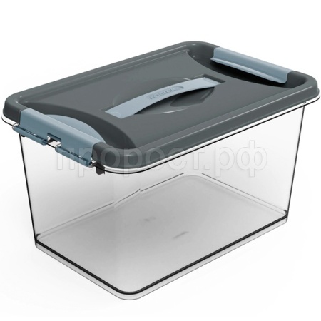 Контейнер д/хранения Клик 10л темно-серый с защелками С274СЕР
